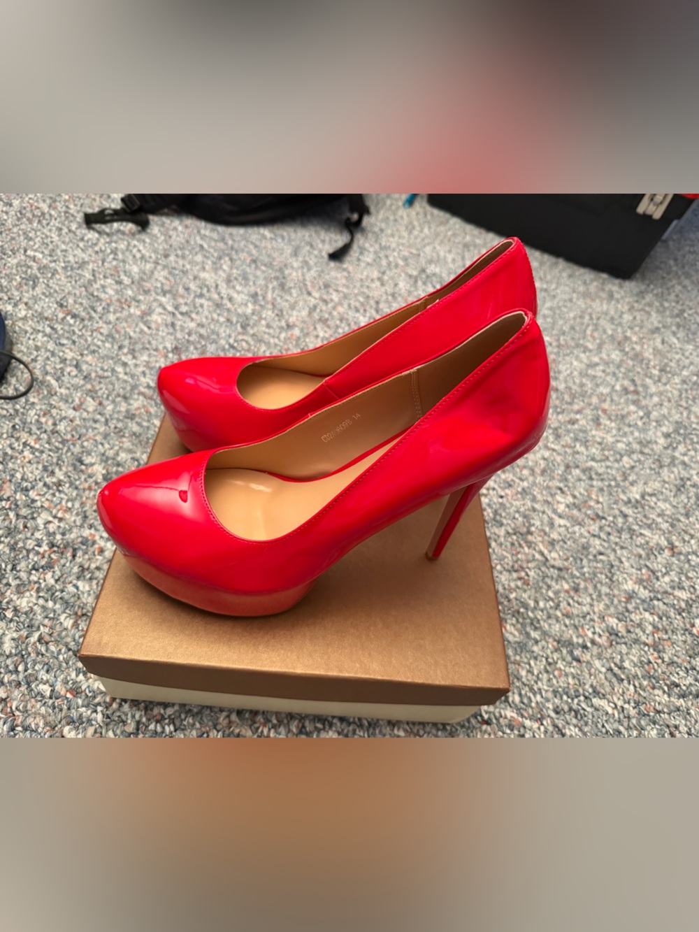 Richealnana women’s size 14 red patent leather heels 6.5” heel new in box